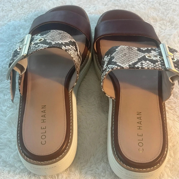 NWT Cole Haan Sz 7.5 Sand Dollar Snake Print Leather Grand Platform Sandals - Picture 9 of 16